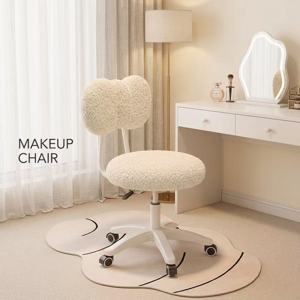 Office Furniture Ergonomic - Cute Boucle Swivel Office Chair 360°