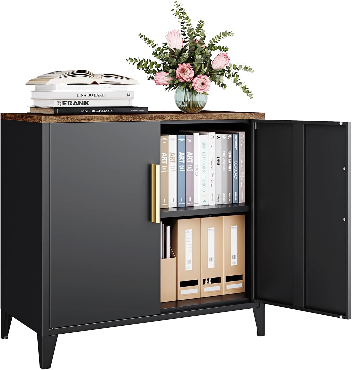 Office Furniture Credenza - Metal Storage Cabinet with Doors and