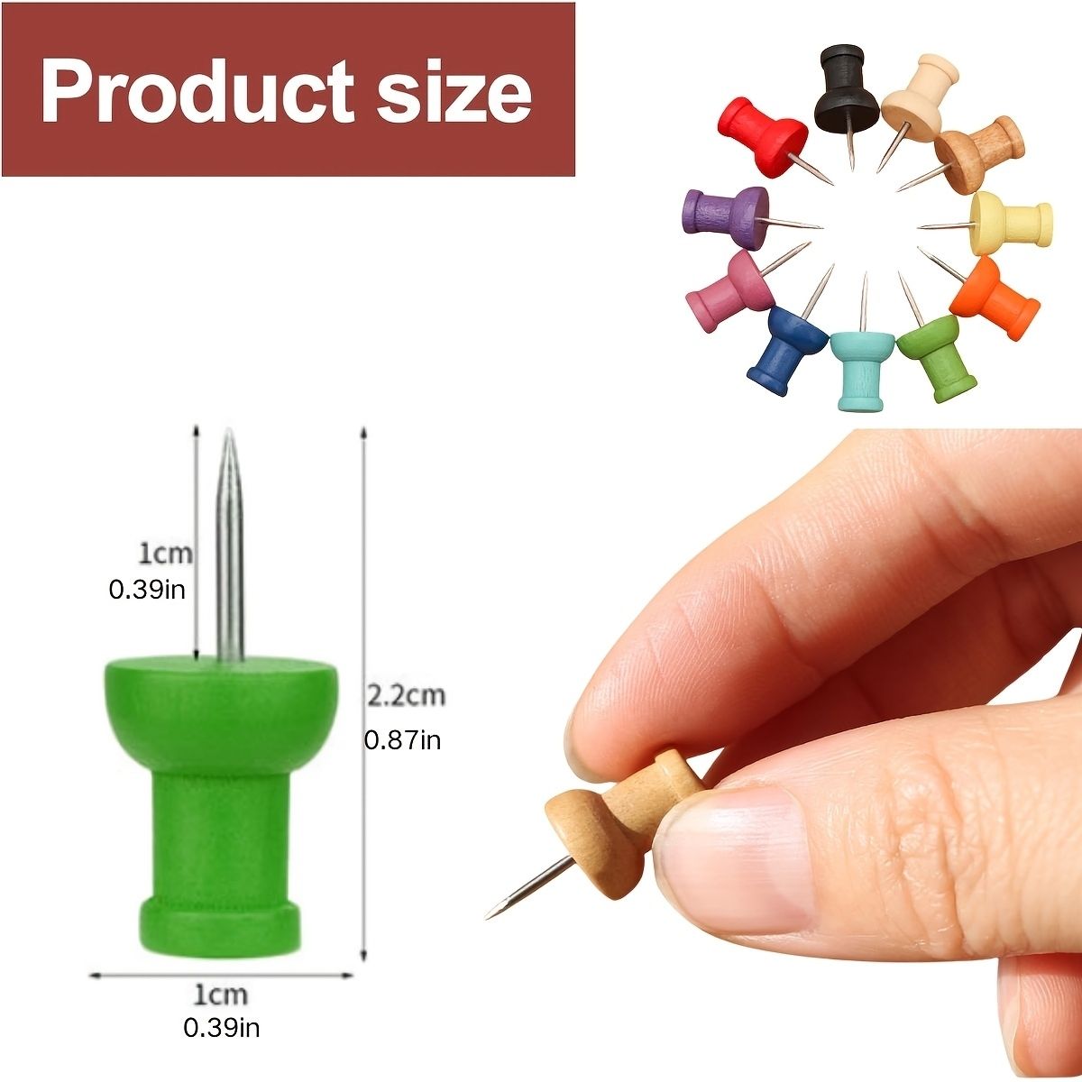 50Pcs Colorful Wood Push Pins  - Bulletin Board Cork 评论和价格