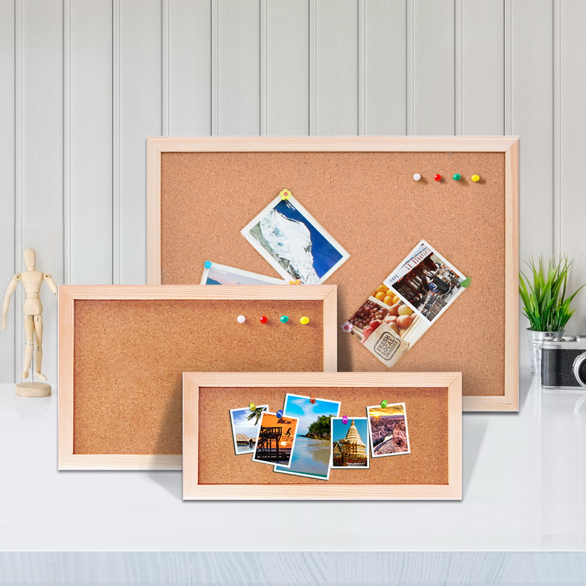 Vintage Pine Wood Frame Cork B - Bulletin Board Cork 评论和价格