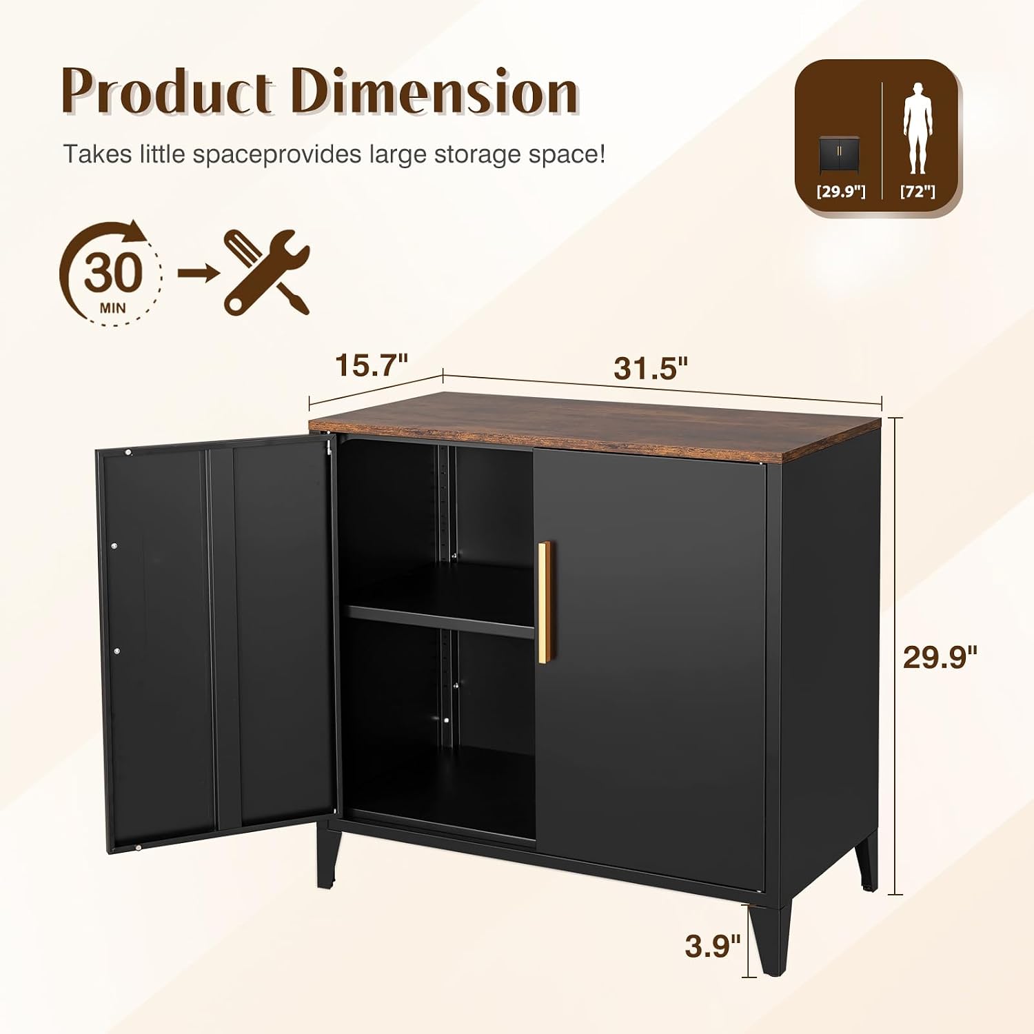 Metal Storage Cabinet with Doo - Office Furniture Credenza 评论和价格