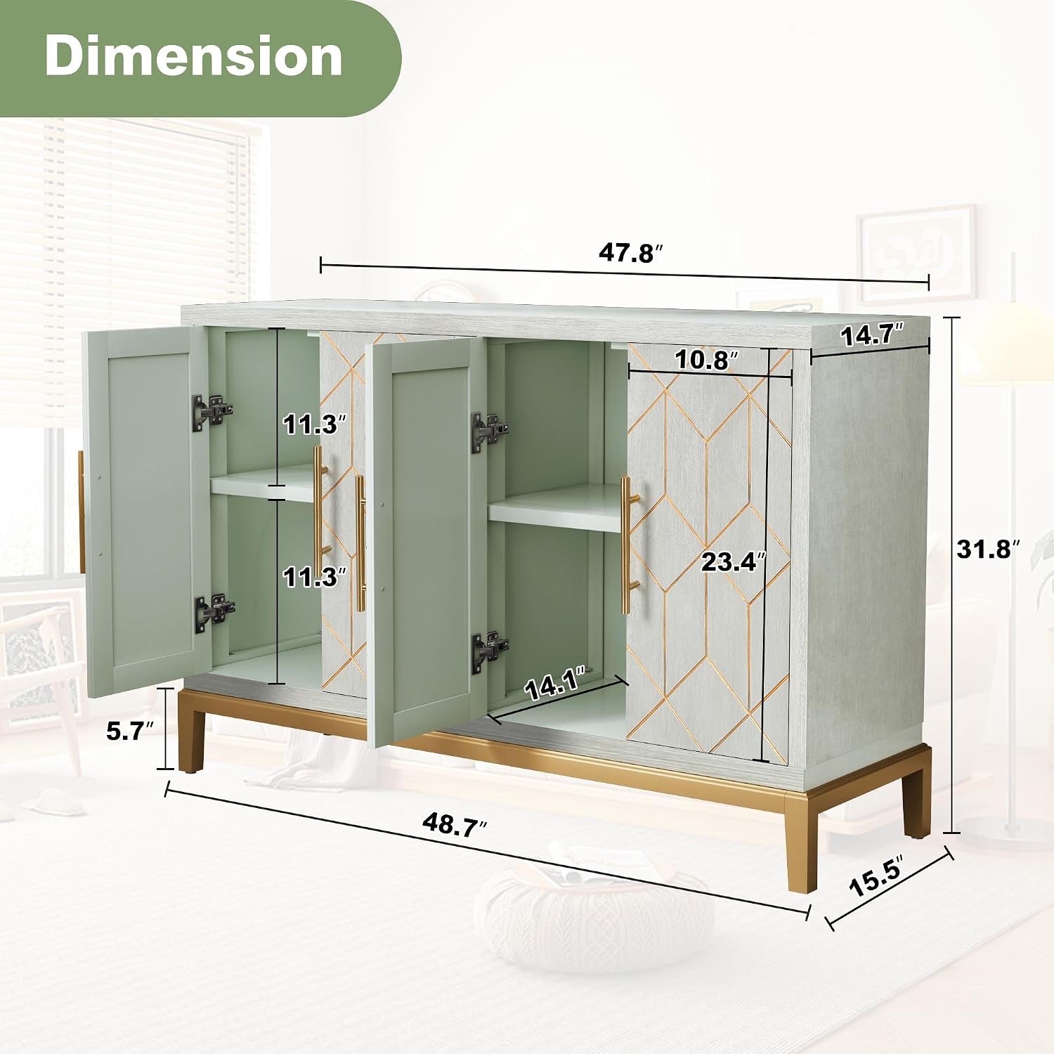 4-Door Accent Cabinet Modern C - Office Furniture Credenza 评论和价格