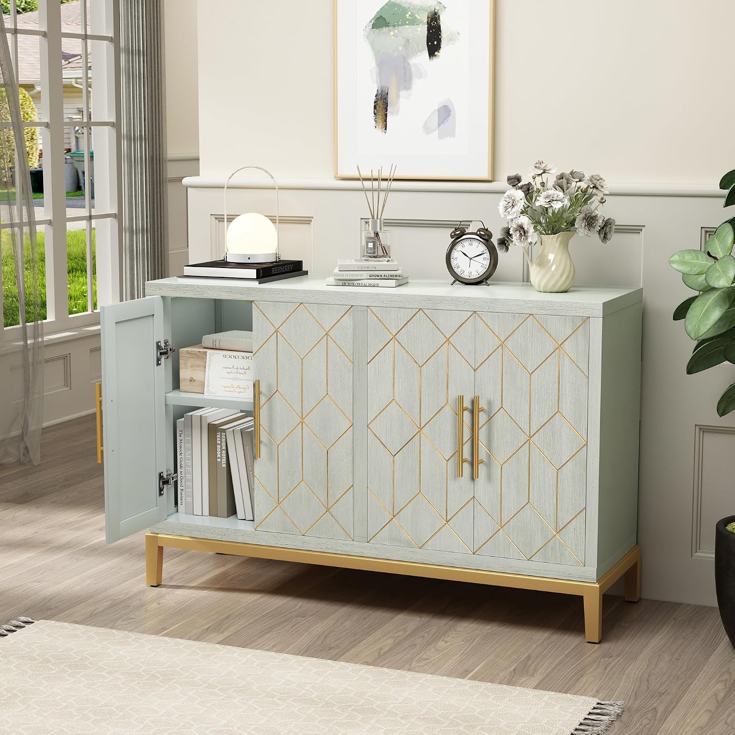 4-Door Accent Cabinet Modern C - Office Furniture Credenza 评论和价格