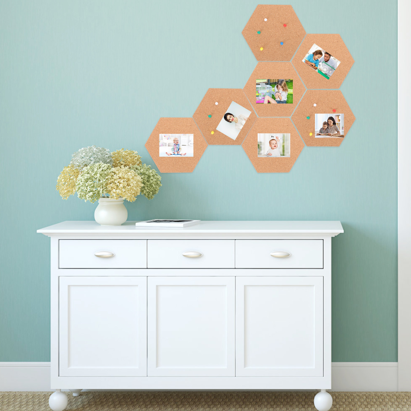 1Set Hexagon Cork Board Framel - Bulletin Board Cork 评论和价格