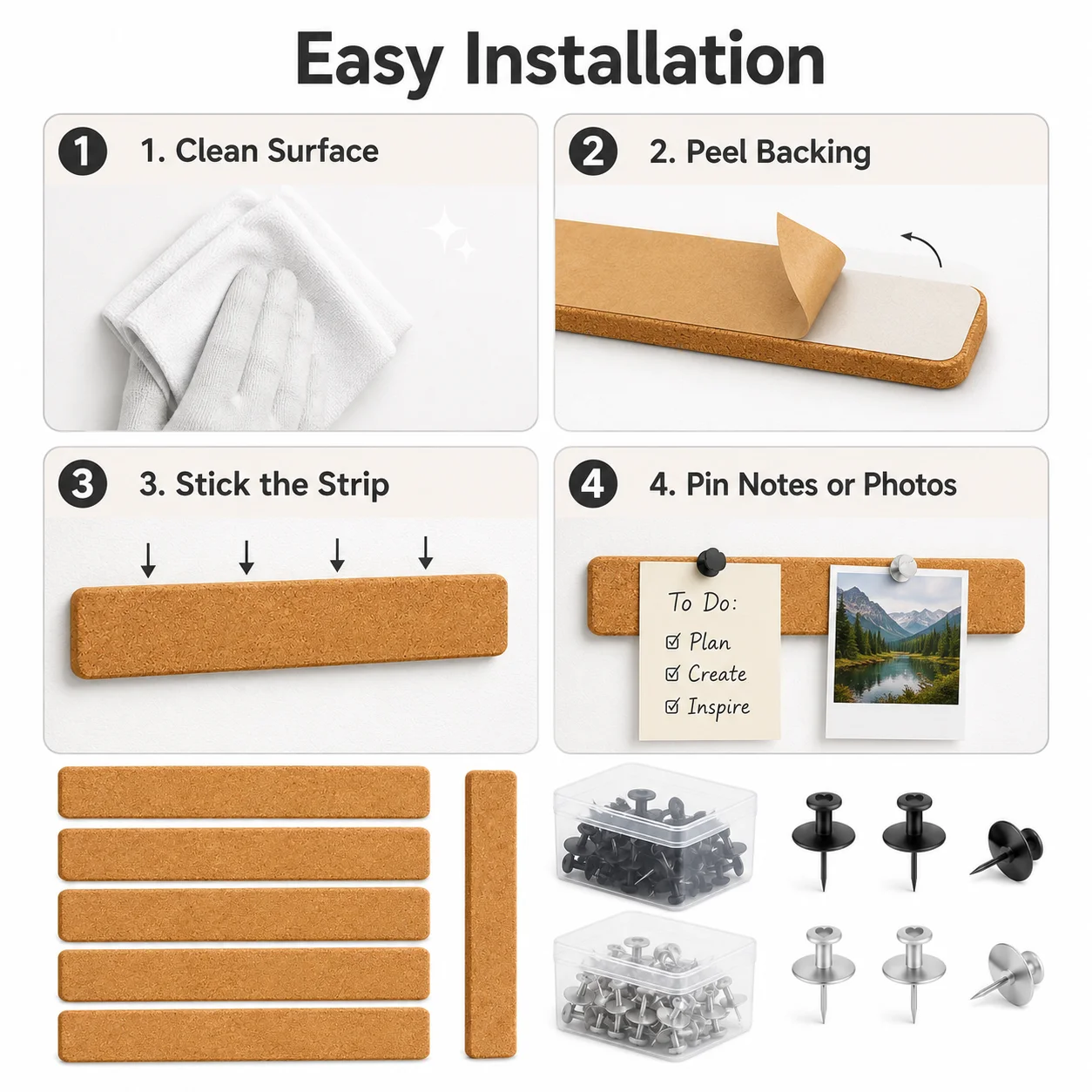 1-3Pcs 30x5cm Self-Adhesive Co - Bulletin Board Cork 评论和价格