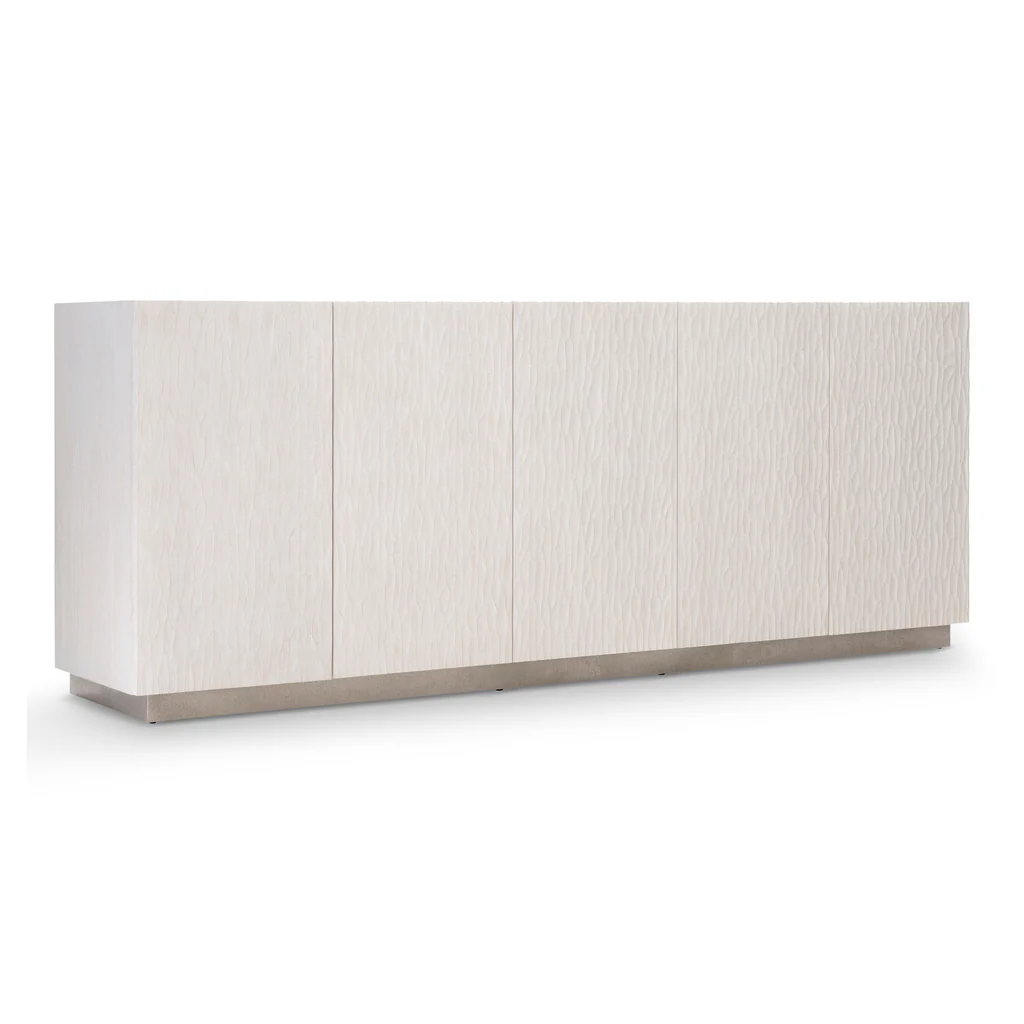 ^Modern White Wavy Textured TV - Office Furniture Credenza 评论和价格