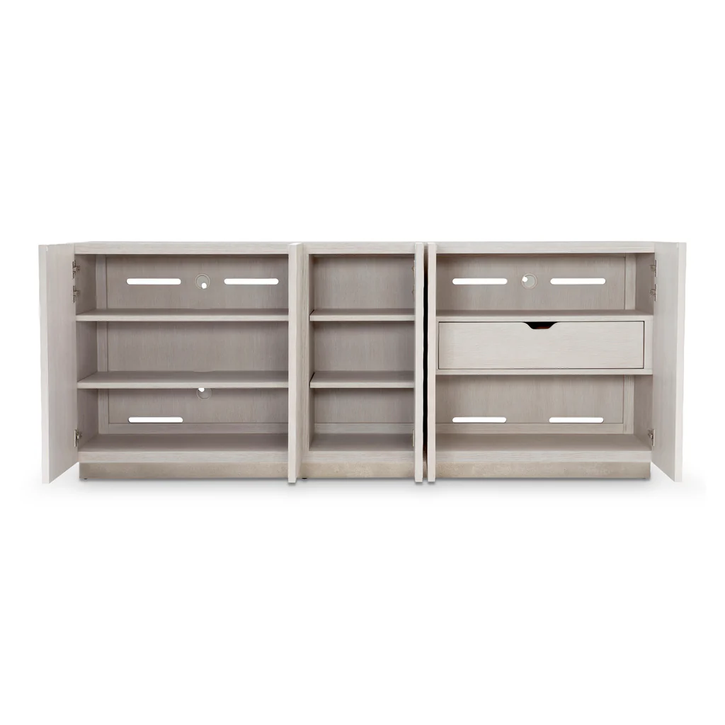 ^Modern White Wavy Textured TV - Office Furniture Credenza 评论和价格
