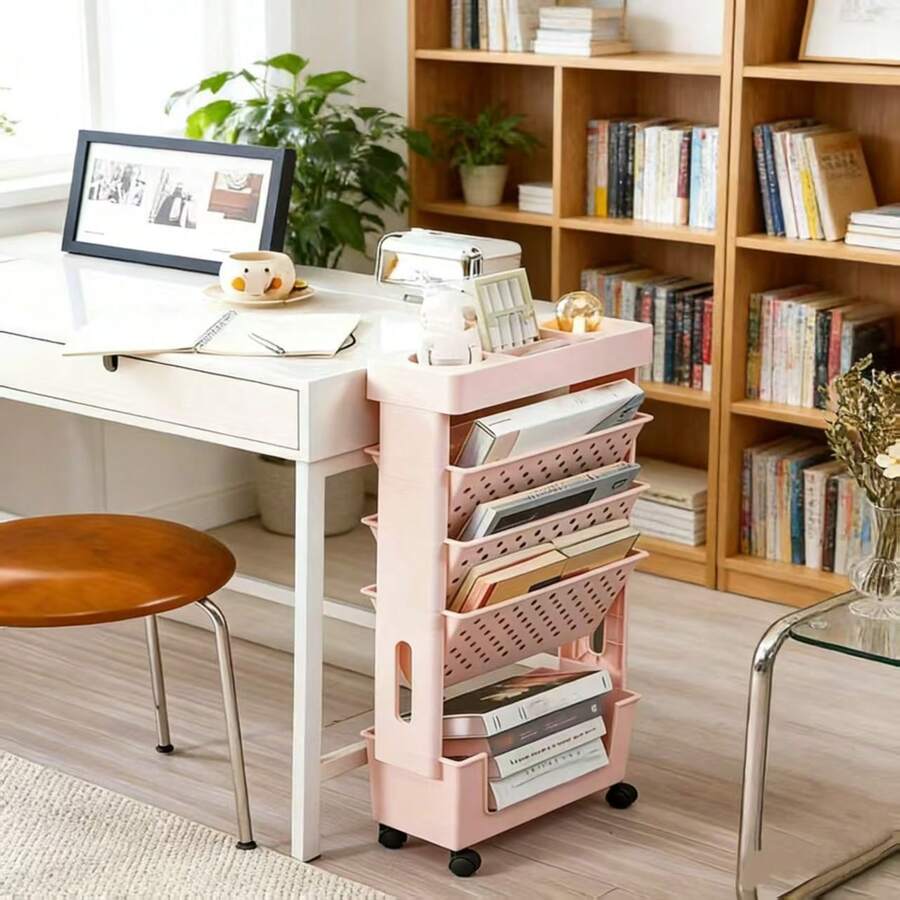 5-Tier Rolling Storage Cart Wi - Book Cart Rolling 评论和价格