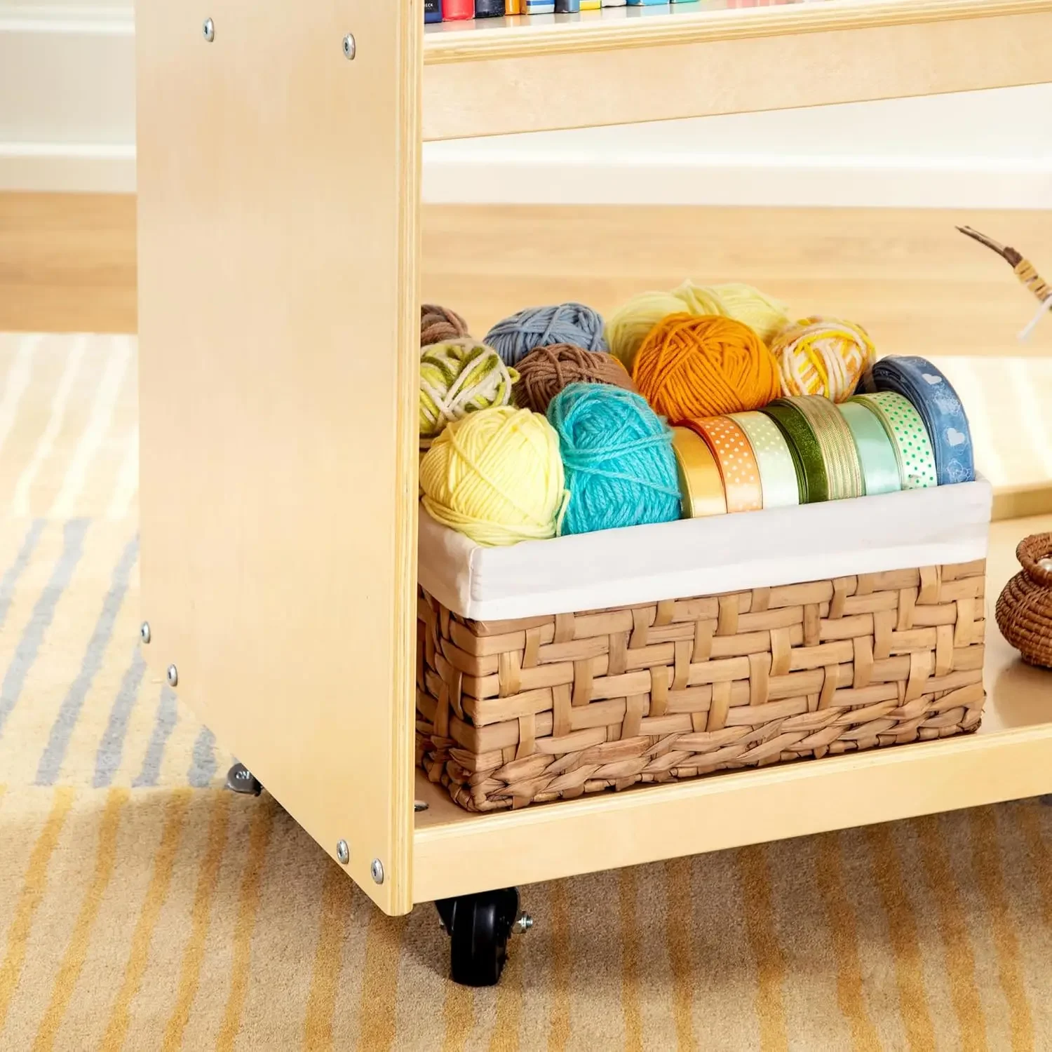 Kids Book Storage Cart - Natur - Book Cart Rolling 评论和价格
